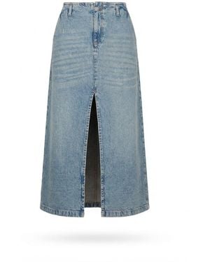 GIMAGUAS Front-Slit Cotton Denim Midi Skirt - Blue
