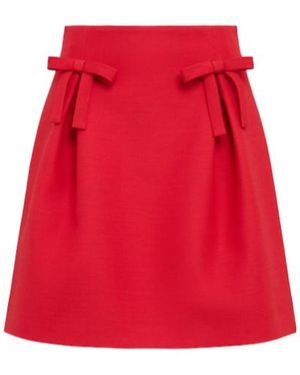 Valentino Crepe Couture Mini Skirt W/Bows - Red