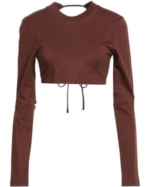 Jacquemus Solid Colour Crop Tops - Brown