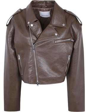 Frankie Shop 'Daphne' Cropped Biker Jacket - Gray