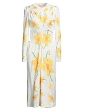 Marni Long-Sleeved Floral Dress - Metallic