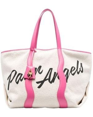 Palm Angels Logo-Print Canvas Tote Bag - Pink