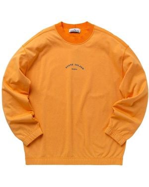 Stone Island Logo-Printed Crewneck Sweatshirt - Orange