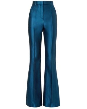 Fendi High-Waist Flared Satin Trousers - Blue