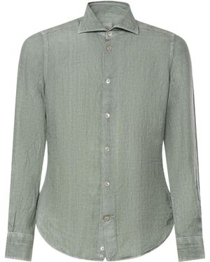 Eleventy Textured Long-Sleeve Shirt - Green