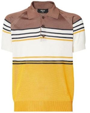 Fendi Short Sleeved Striped Polo Shirt - Multicolour