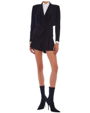 Norma Kamali V-Neck Cropped Jacket - Blue