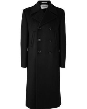 Balenciaga Thick Wool Long Overcoat - Black