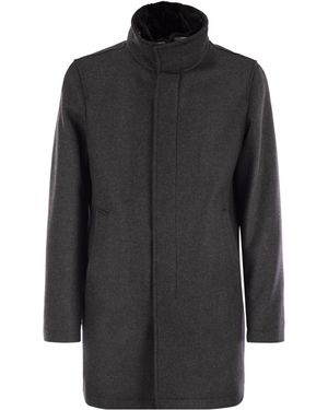 Herno Coat With Detachable Collar - Black