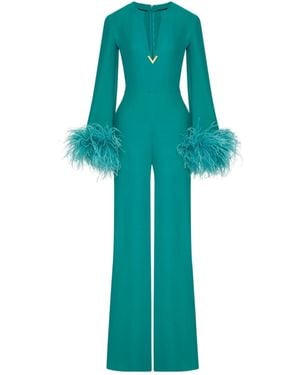 Valentino Vlogo Feathered Jumpsuit - Green