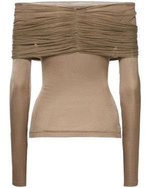 Christopher Esber Transparent Sheer Ruffle Top - Natural