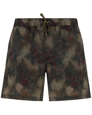 Herno Floral Print Swim Shorts - Grey