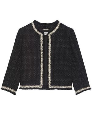 Saint Laurent Cropped Tweed Jacket - Black
