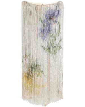 Oscar de la Renta Bead-Embellished Fringe And Mesh Mini Dress - Multicolor