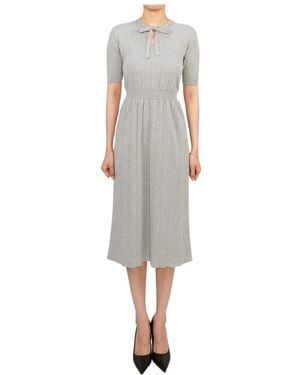 Thom Browne Round-Neck Knitted Dress - White