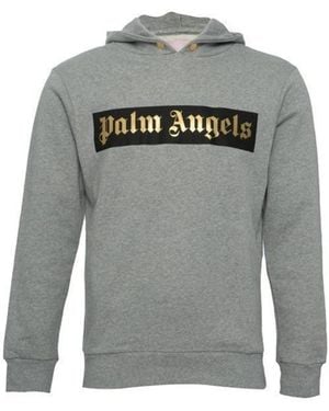 Palm Angels Logo Hooded Jumper - Grey