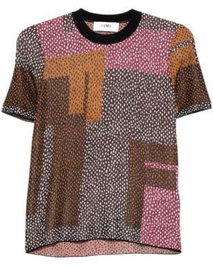 Fendi Geometric-Pattern T-Shirt - Pink