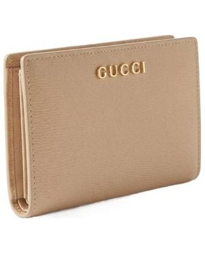 Gucci Logo-Script Leather Wallet - Natural