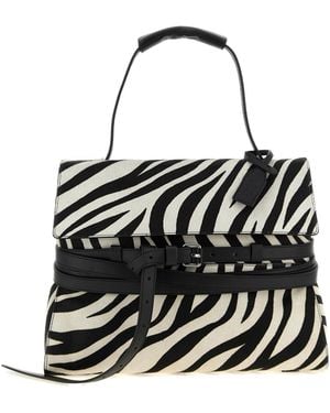 Moschino Zebra-Print Belted Tote Bag - Black