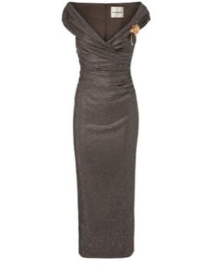 Roland Mouret Embellished Draped Chiffon Midi Dress - Brown