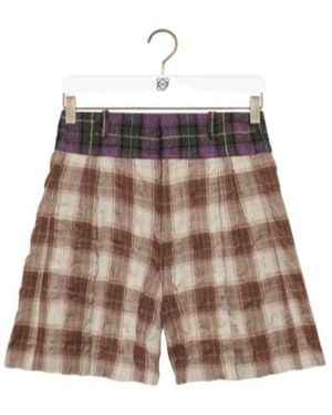 Loewe Checked Flannel Shorts - Brown