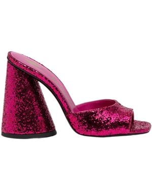 The Attico The Luz Glitter Slip-On Mules - Purple