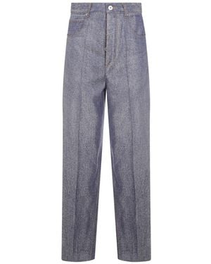Bottega Veneta Denim Effect Wide Leg Trousers - Grey