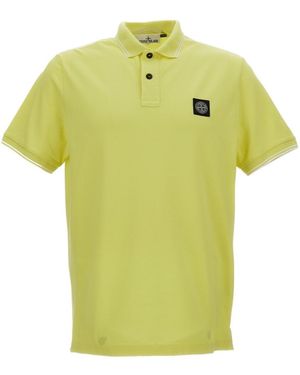 Stone Island Logo Patch Short-Sleeve Polo Shirt - Yellow