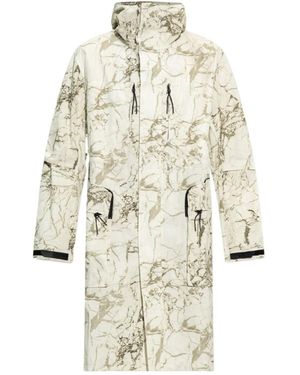 A_COLD_WALL* Marbled-Print Hooded Parka Coat - White