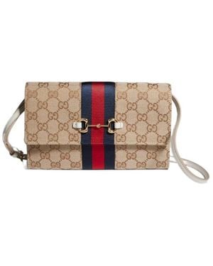Gucci Horsebit Web Wallet With Strap - Multicolor