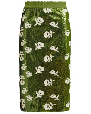 Essentiel Antwerp Jorinda Sequined Midi Skirt - Green
