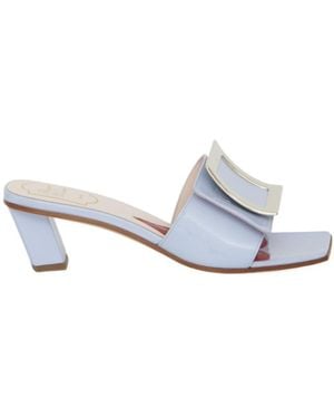 Roger Vivier Love Metal Buckle Mules - White