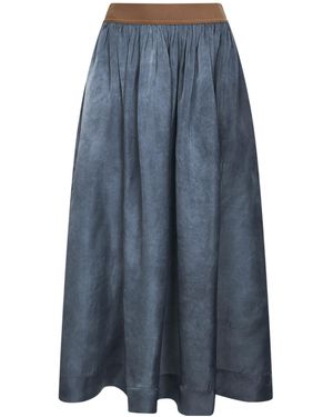 Uma Wang Steel Washed-Effect Cupro Gillian Midi Skirt - Blue