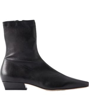 STAUD Solid Leather Ankle Boots - Black