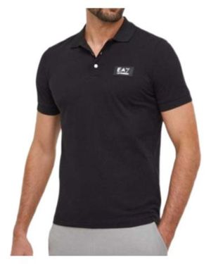 EA7 Logo Lapel Polo Shirt - Black