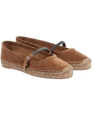 Brunello Cucinelli Monili Suede Espadrilles - Brown