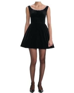 Self-Portrait Velvet Mini Dress - Black
