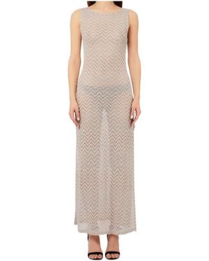 Liu Jo Chevron Sleeveless Dress - Natural