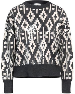 Brunello Cucinelli Geometric Jacquard Crewneck Knit Jumper - Black