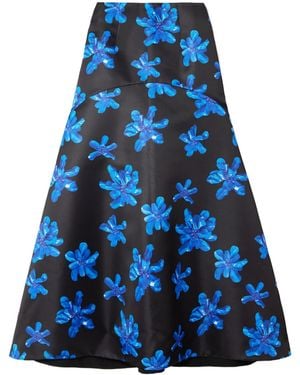 Emilia Wickstead Tamilla Floral-Print Faille Maxi Skirt - Blue