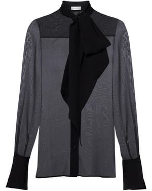 Nina Ricci Long-Sleeve Silk Chiffon Blouse - Black