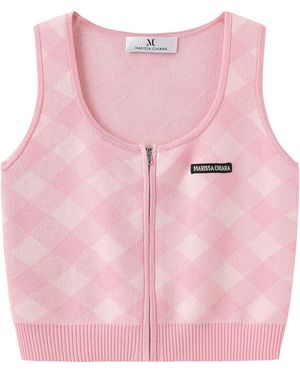 Marissa Chiara Zippered Knitted Vest - Pink