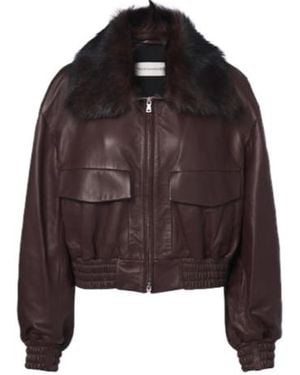 Nour Hammour Leather Blouson Jacket - Brown
