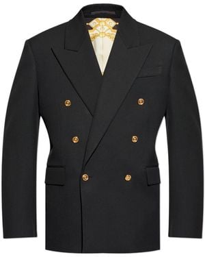 Versace Double-Breasted Tailored Blazer - Black