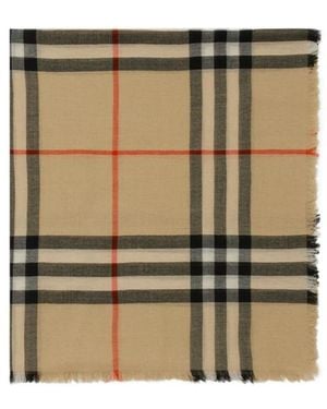 Burberry Check Printed Frayed-Edge Scarf - Multicolour