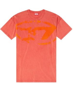 DIESEL Oval-D Logo Printed Crewneck T-Shirt - Orange