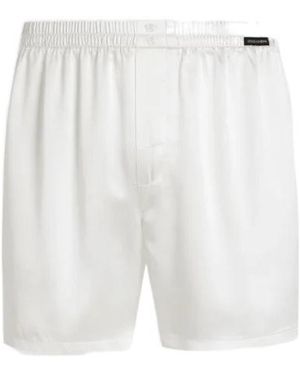 Dolce & Gabbana Elastic Waist Satin Boxer Shorts - White
