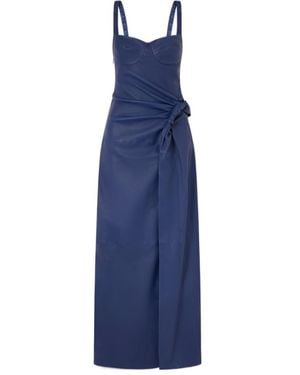 Jonathan Simkhai Lyle Draped Leather Long Dress - Blue