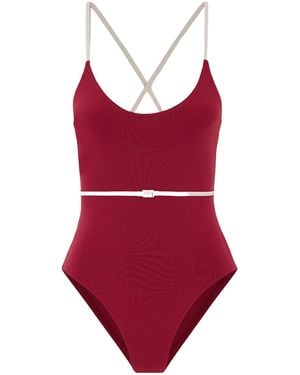 Eres Sharon Belted Two-Tone Swimsuit - Red