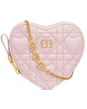Dior Caro Heart-Shaped Chain Clutch - Pink